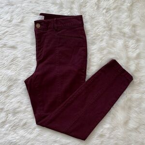 Loft Curvy Skinny Ankle Burgundy Pants Size 8
